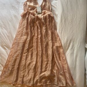 Elegant Peach Sleeveless Dress